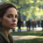 Closeup image of a thirty something woman who is sad.