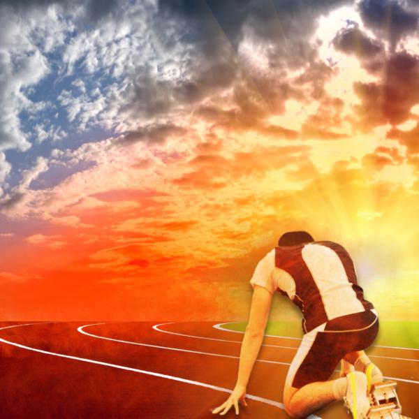 A runner remaining faithful in kneeling at the start of competition