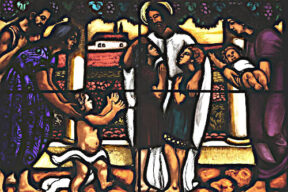 Jesus with Children when asked of His Disciples "who is greatest?"