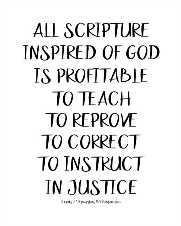 2 Timothy 3:16, Printable Wall Art - Digital Download - Two Sizes - Suitable for Framing