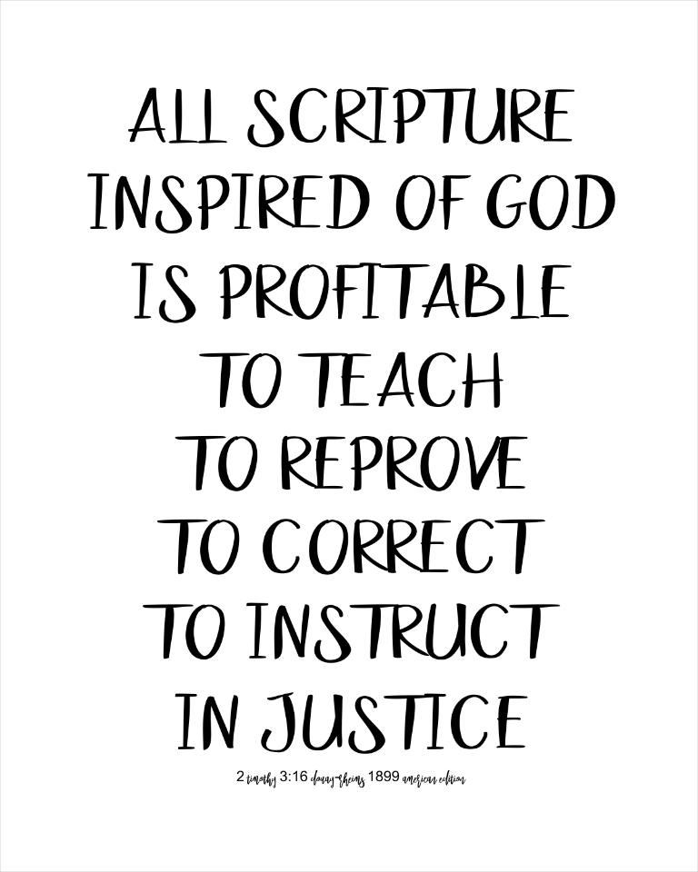 2 Timothy 3:16, Printable Wall Art - Digital Download - Two Sizes - Suitable for Framing