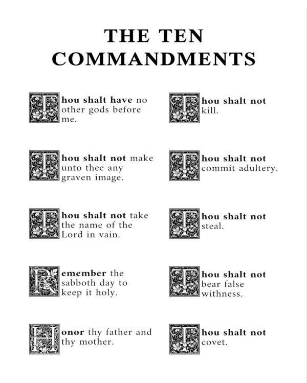 The Ten Commandments in order