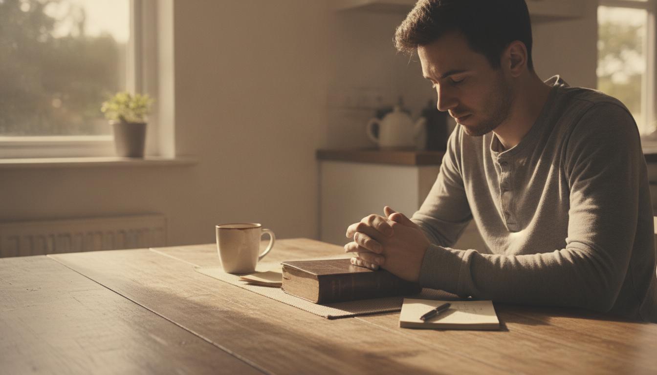 Praying hands holding a Bible as a symbol of spiritual perseverance